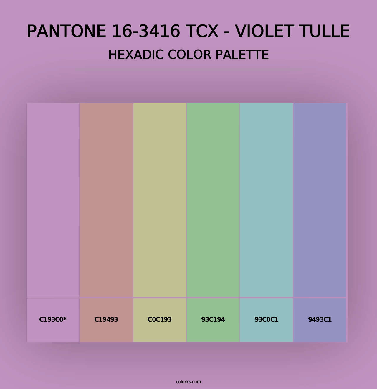 PANTONE 16-3416 TCX - Violet Tulle - Hexadic Color Palette