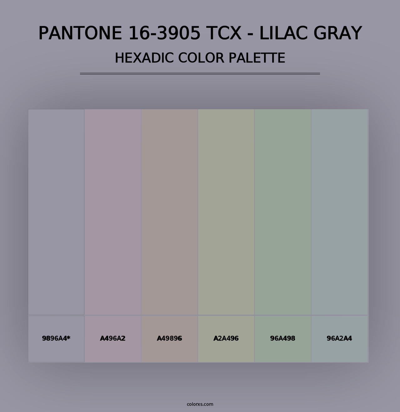 PANTONE 16-3905 TCX - Lilac Gray - Hexadic Color Palette