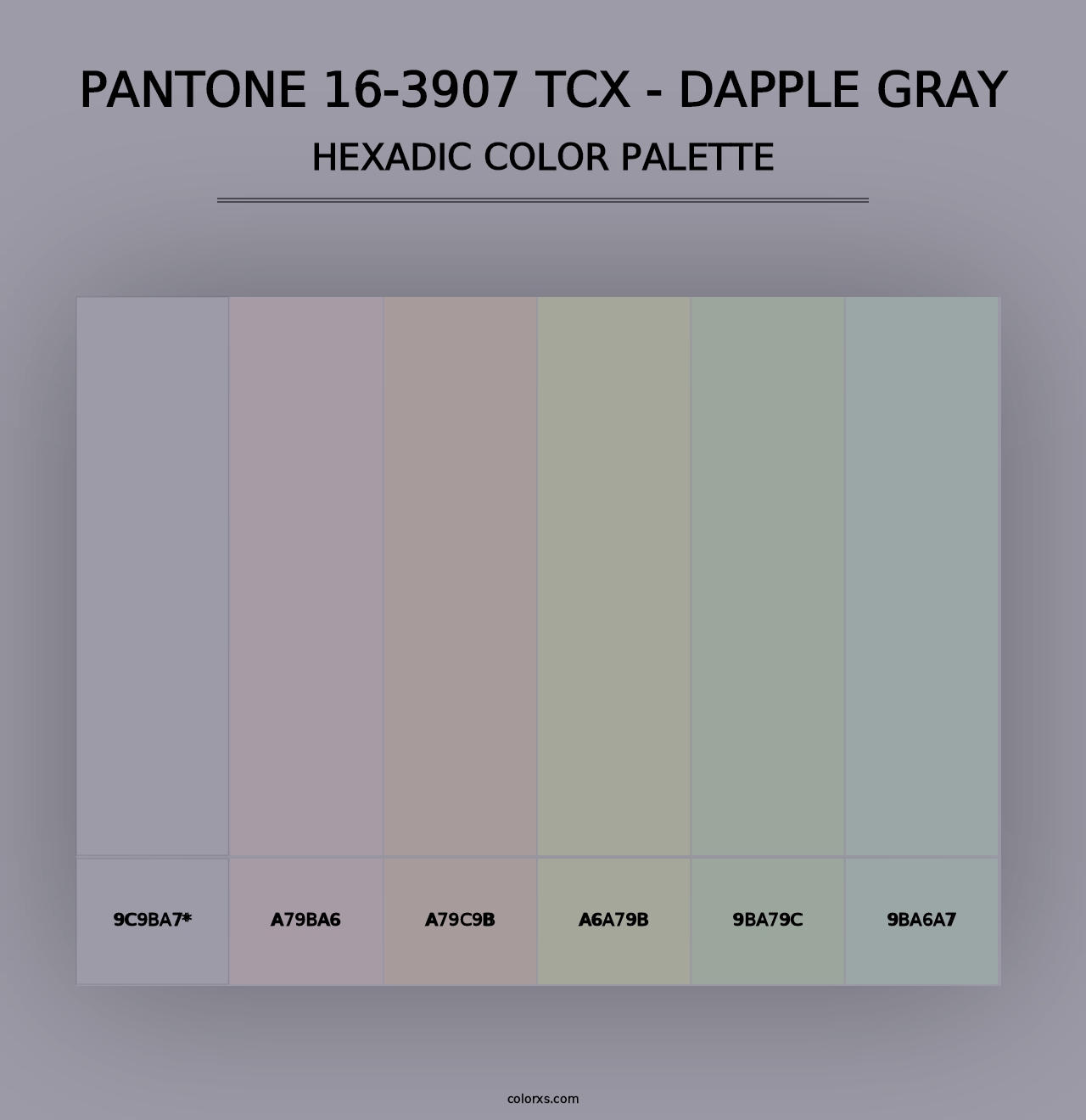 PANTONE 16-3907 TCX - Dapple Gray - Hexadic Color Palette