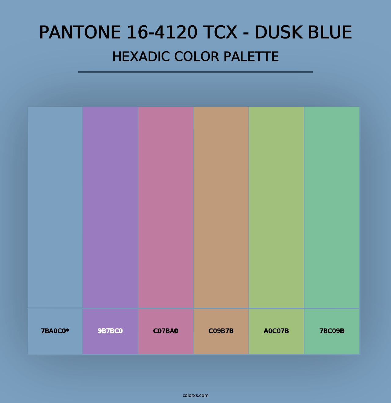 PANTONE 16-4120 TCX - Dusk Blue - Hexadic Color Palette