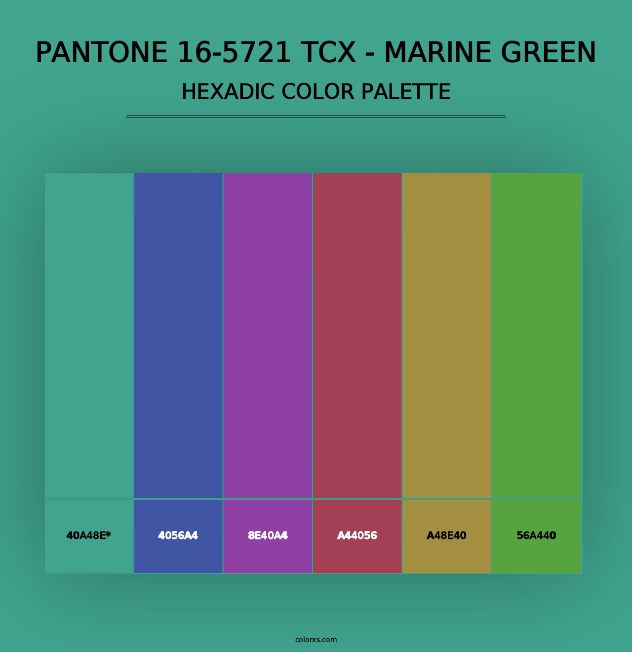 PANTONE 16-5721 TCX - Marine Green - Hexadic Color Palette