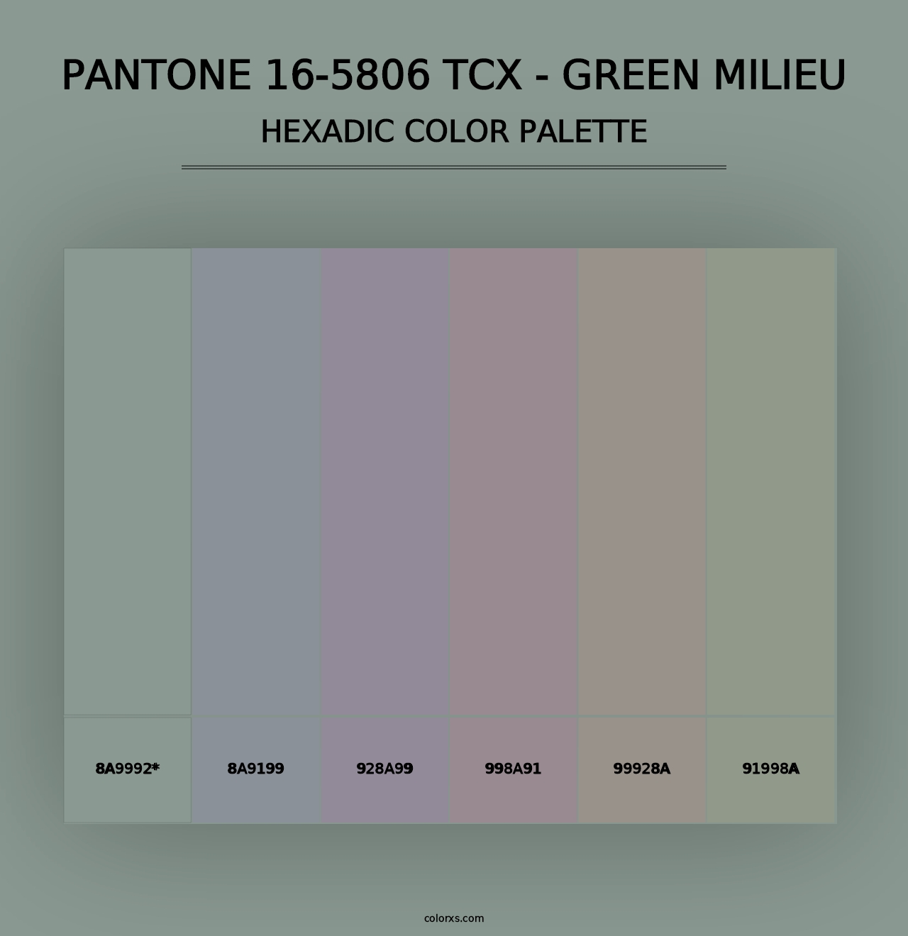 PANTONE 16-5806 TCX - Green Milieu - Hexadic Color Palette