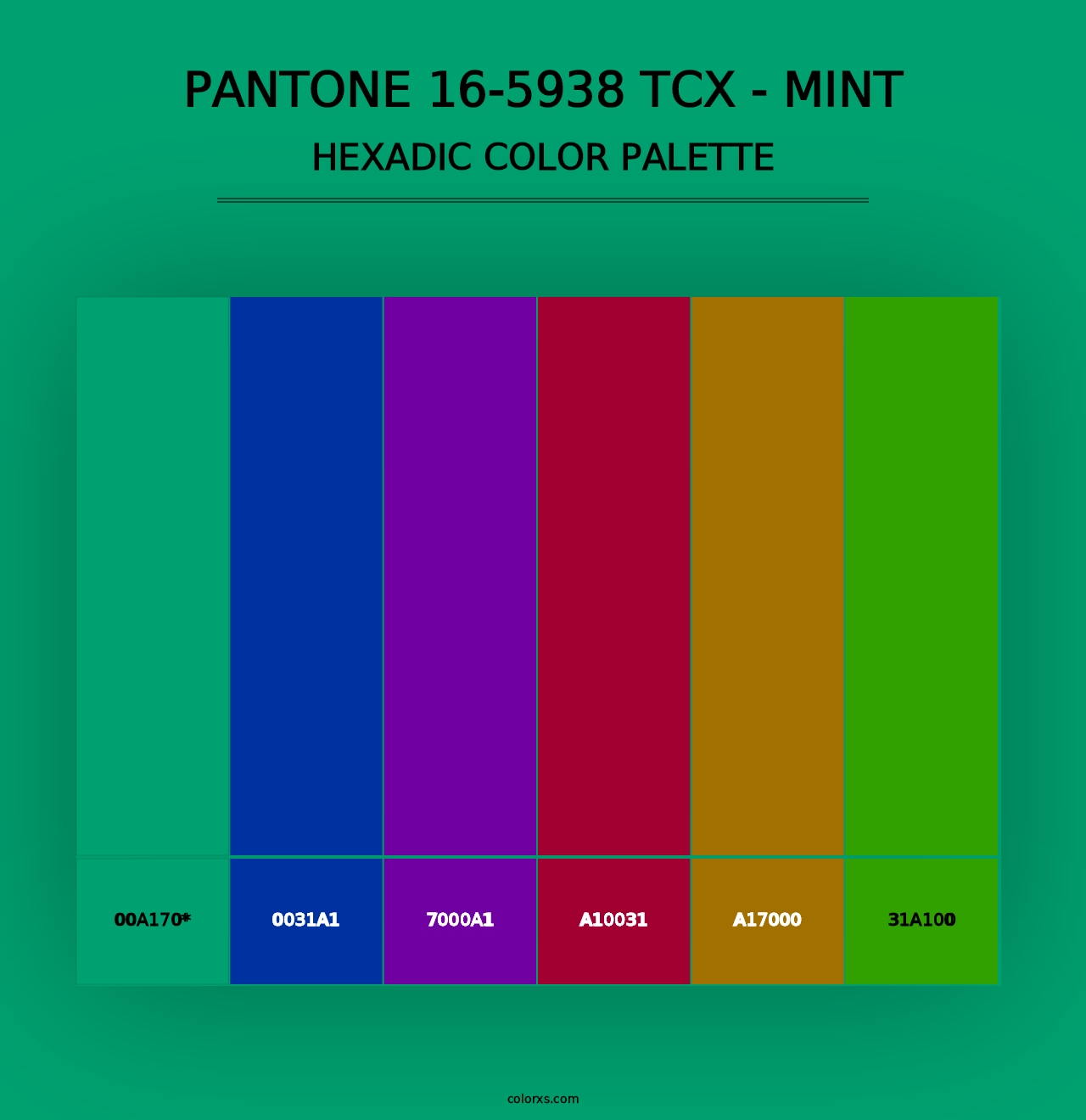 PANTONE 16-5938 TCX - Mint - Hexadic Color Palette