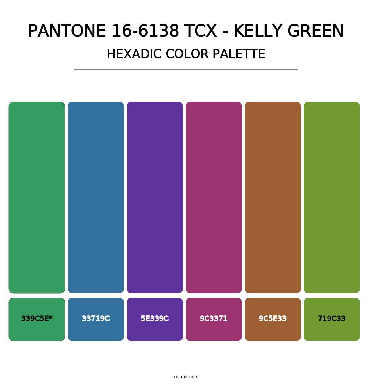 PANTONE 16-6138 TCX - Kelly Green - Hexadic Color Palette