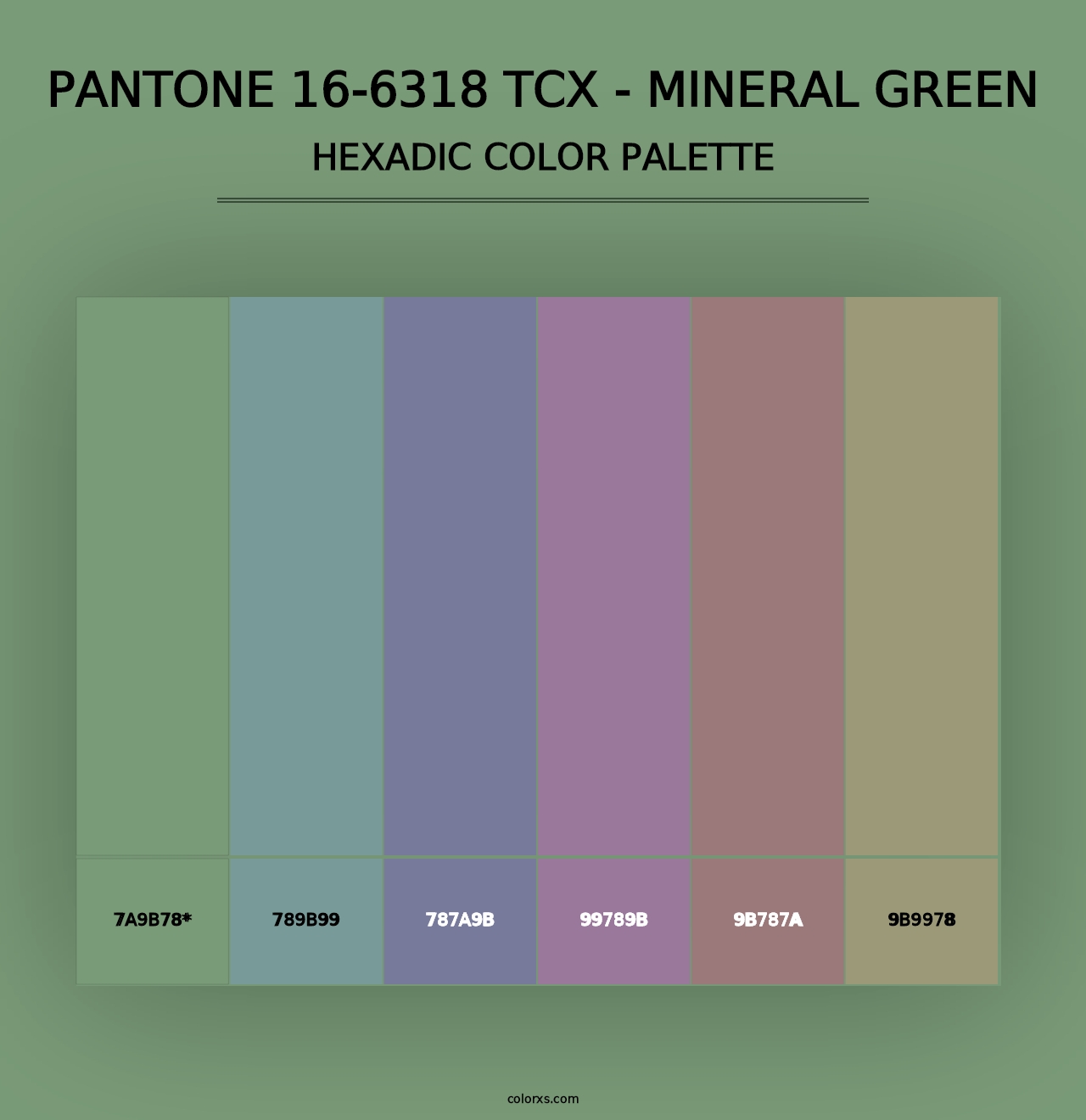 PANTONE 16-6318 TCX - Mineral Green - Hexadic Color Palette