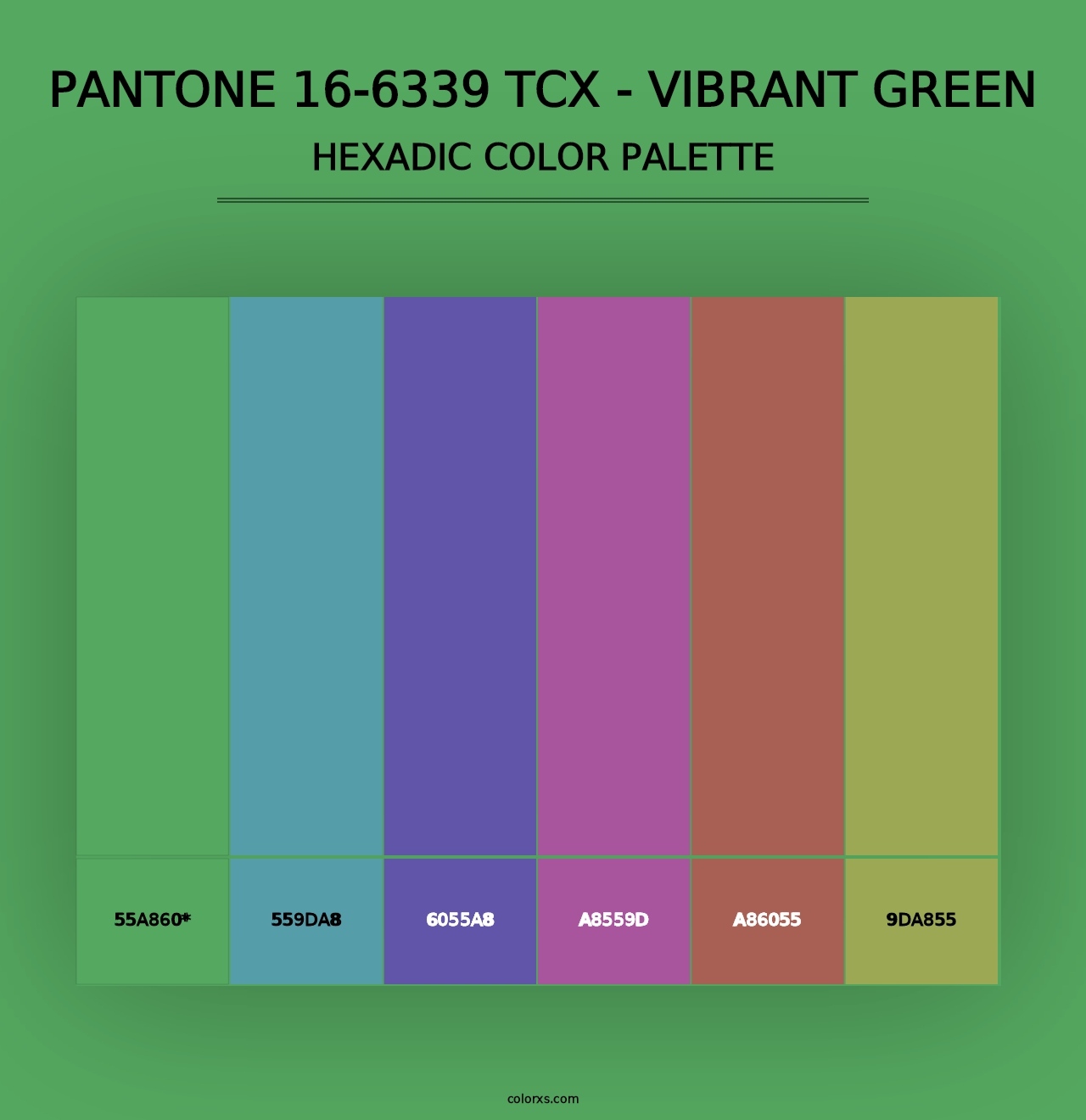 PANTONE 16-6339 TCX - Vibrant Green - Hexadic Color Palette