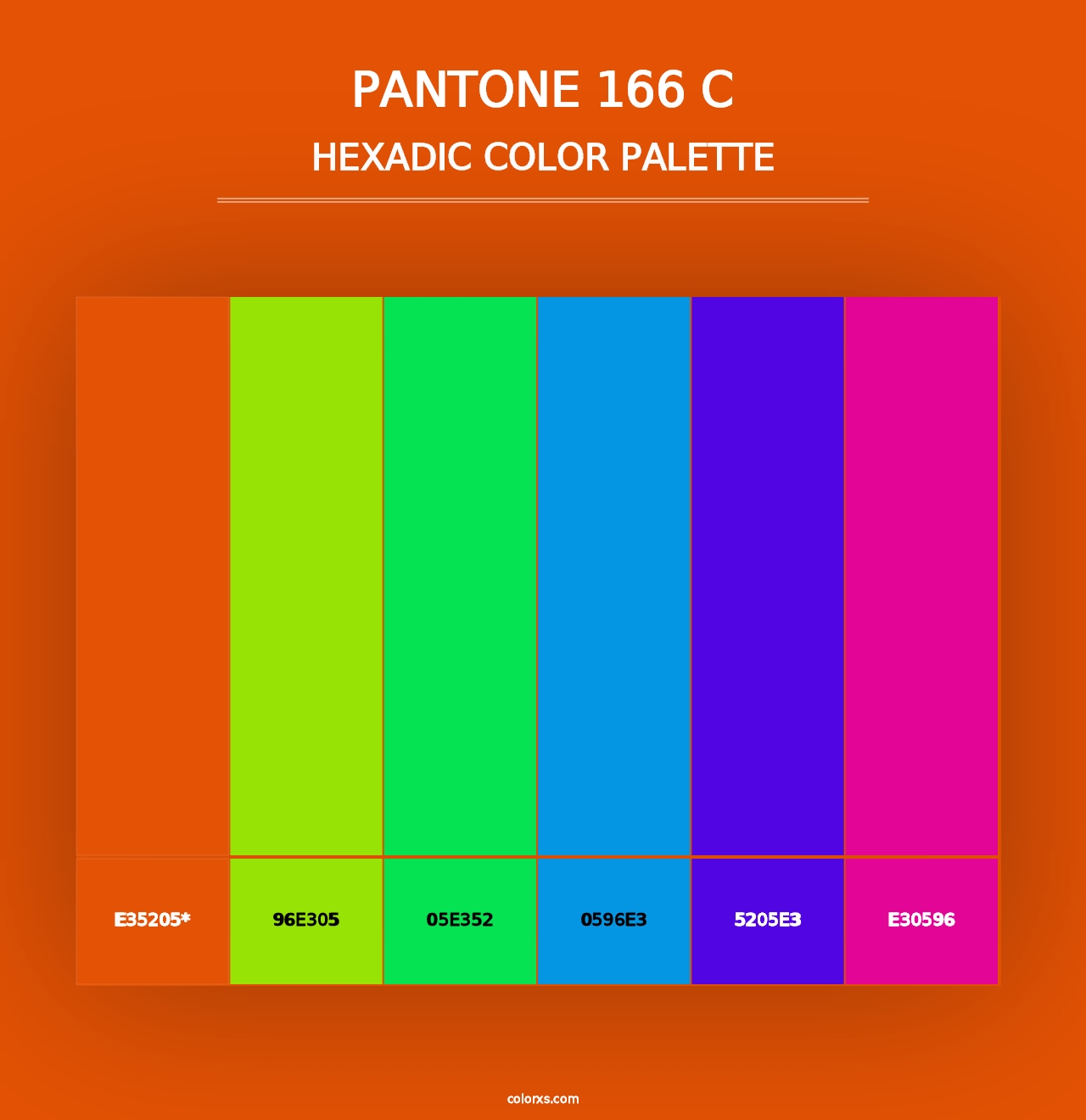 PANTONE 166 C - Hexadic Color Palette