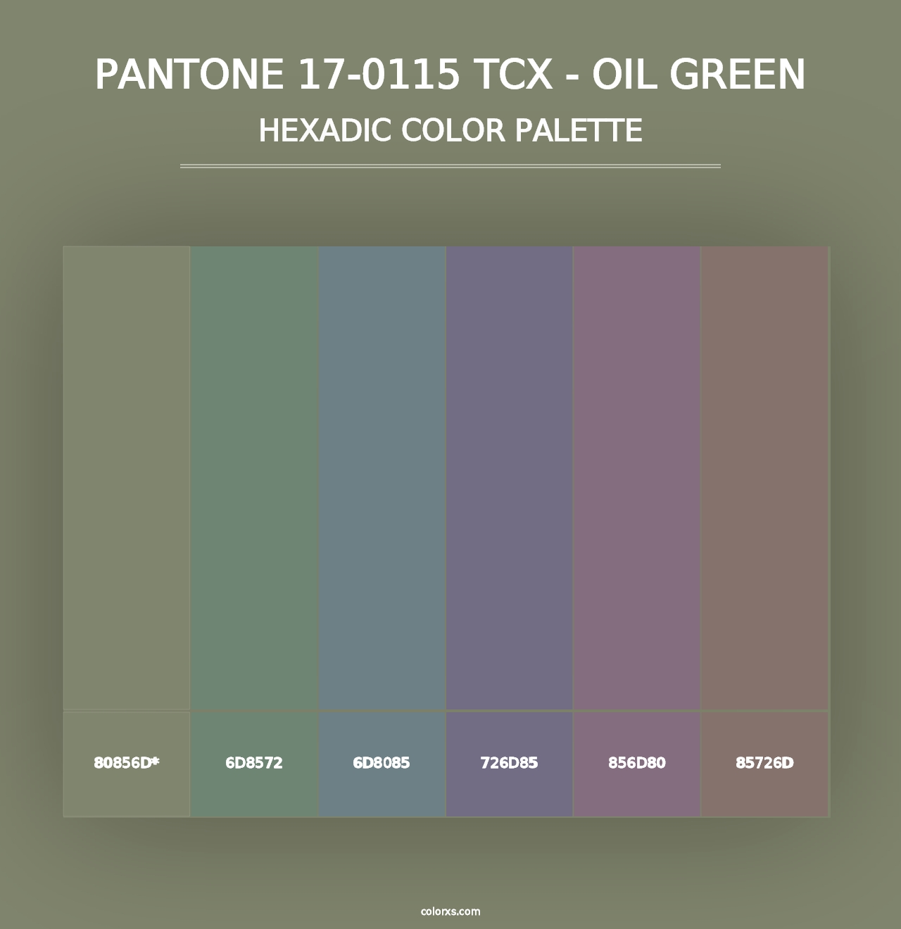 PANTONE 17-0115 TCX - Oil Green - Hexadic Color Palette