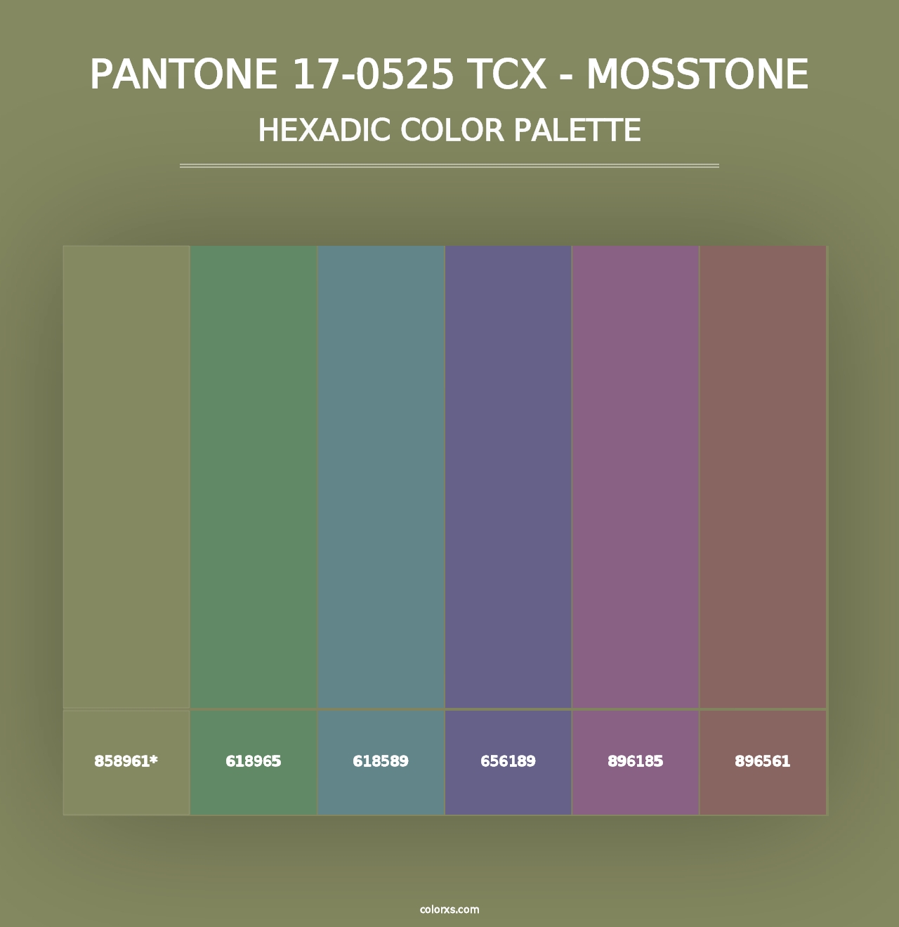 PANTONE 17-0525 TCX - Mosstone - Hexadic Color Palette