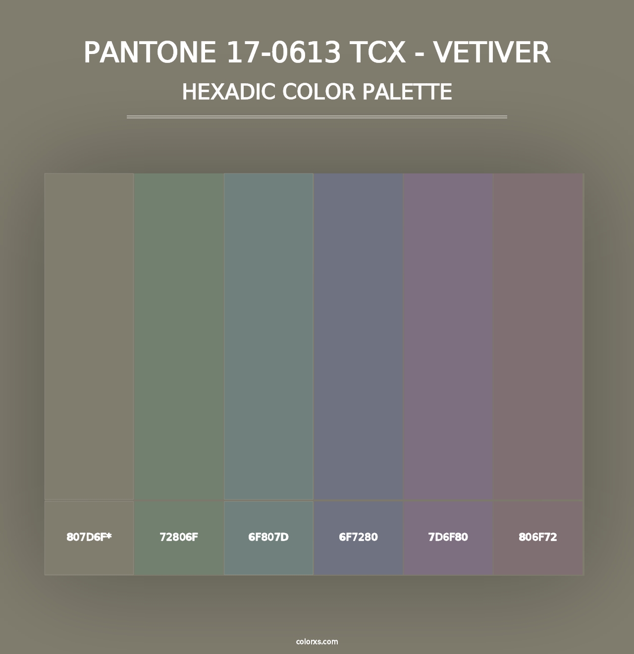 PANTONE 17-0613 TCX - Vetiver - Hexadic Color Palette