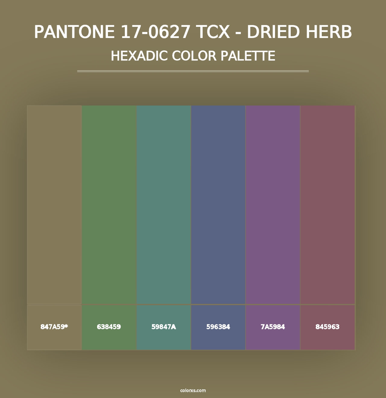 PANTONE 17-0627 TCX - Dried Herb - Hexadic Color Palette