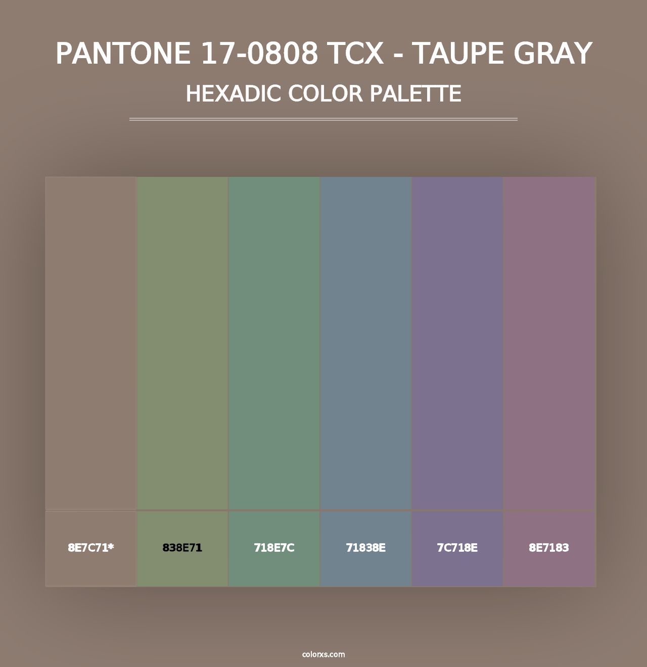 PANTONE 17-0808 TCX - Taupe Gray - Hexadic Color Palette