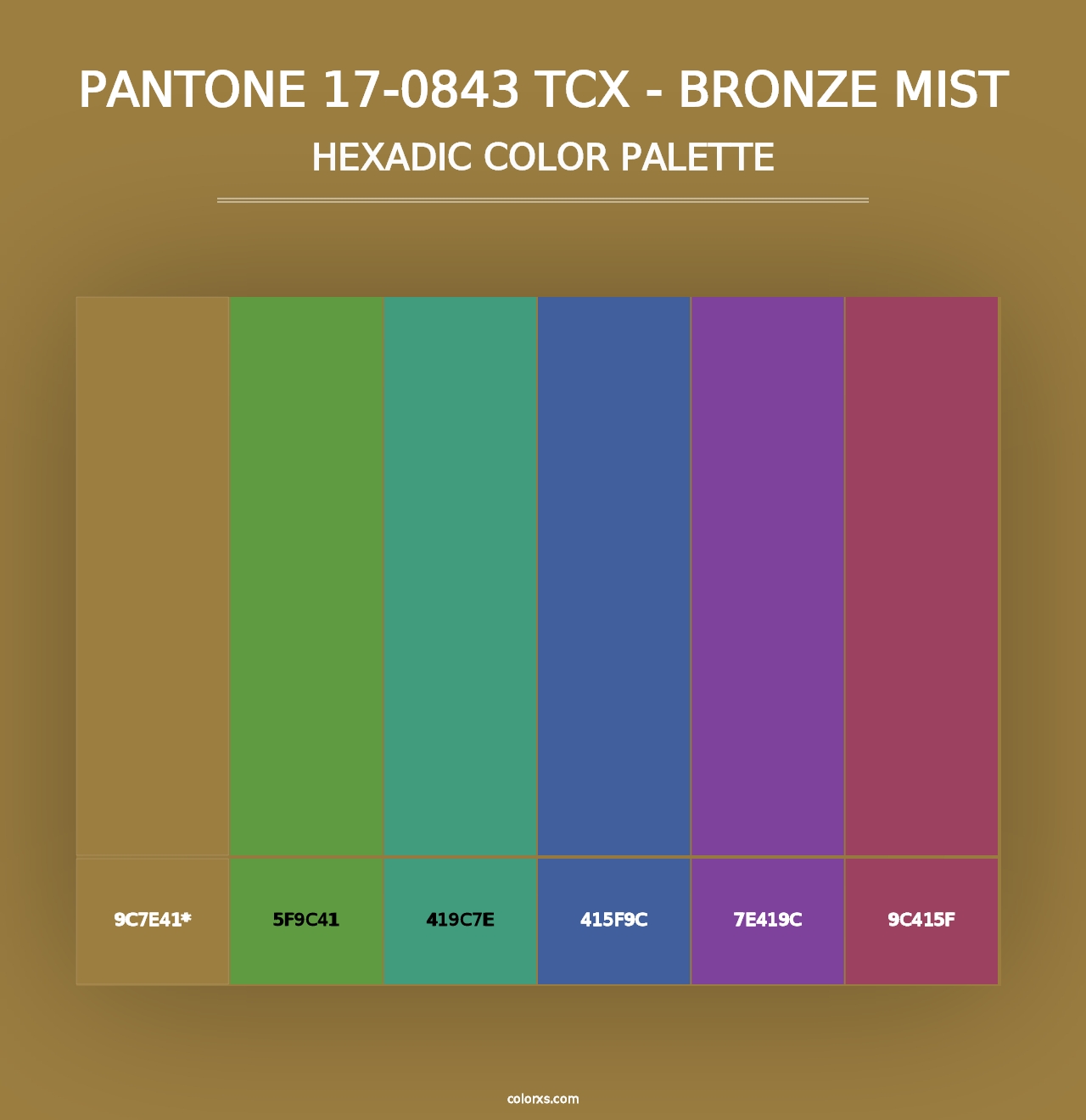 PANTONE 17-0843 TCX - Bronze Mist - Hexadic Color Palette