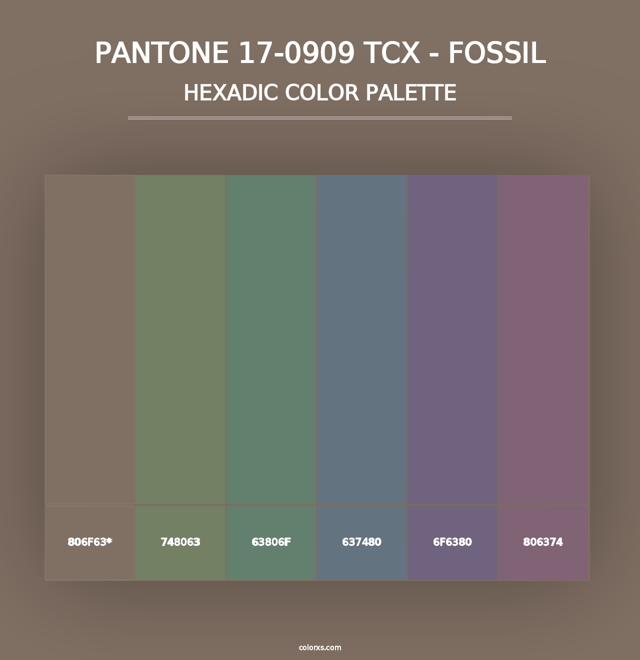 PANTONE 17-0909 TCX - Fossil - Hexadic Color Palette