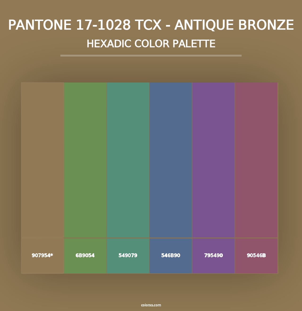 PANTONE 17-1028 TCX - Antique Bronze - Hexadic Color Palette