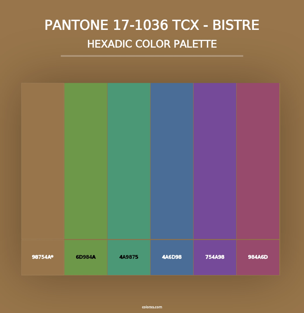 PANTONE 17-1036 TCX - Bistre - Hexadic Color Palette