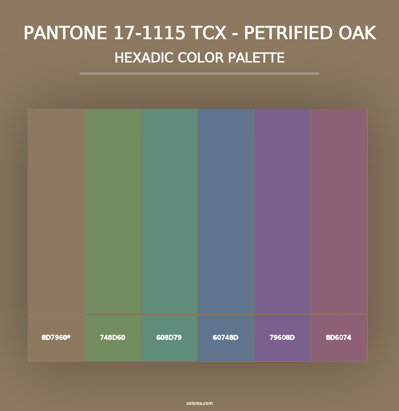 PANTONE 17-1115 TCX - Petrified Oak - Hexadic Color Palette