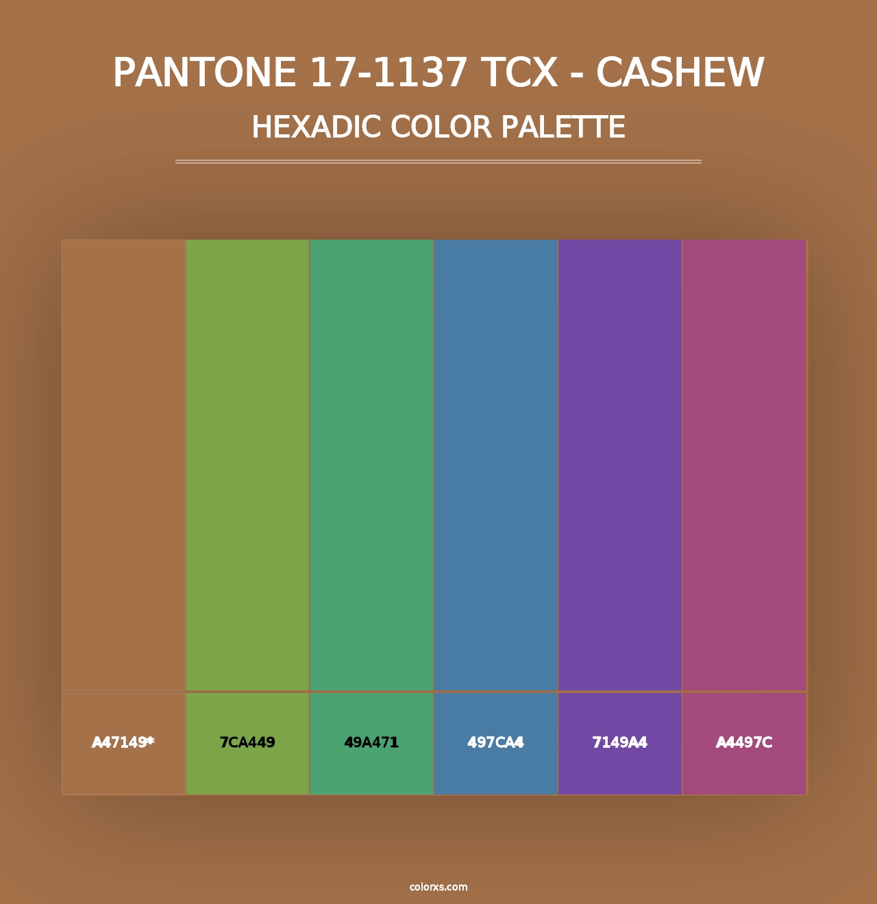 PANTONE 17-1137 TCX - Cashew - Hexadic Color Palette