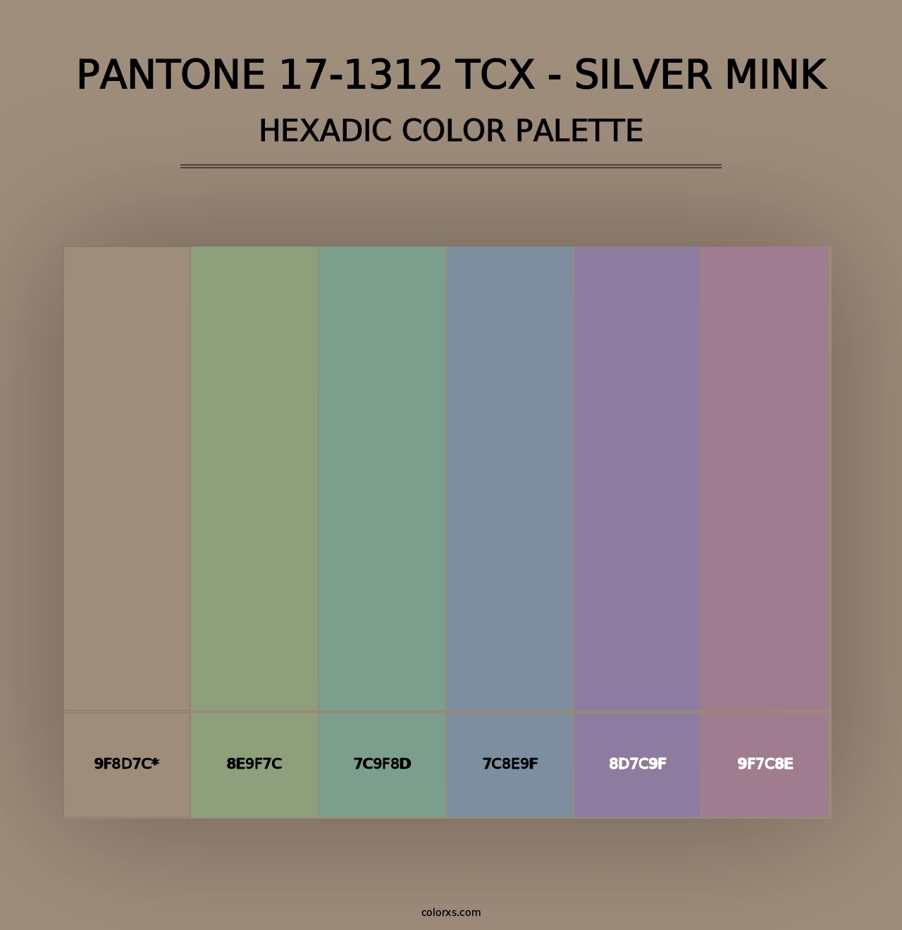 PANTONE 17-1312 TCX - Silver Mink - Hexadic Color Palette