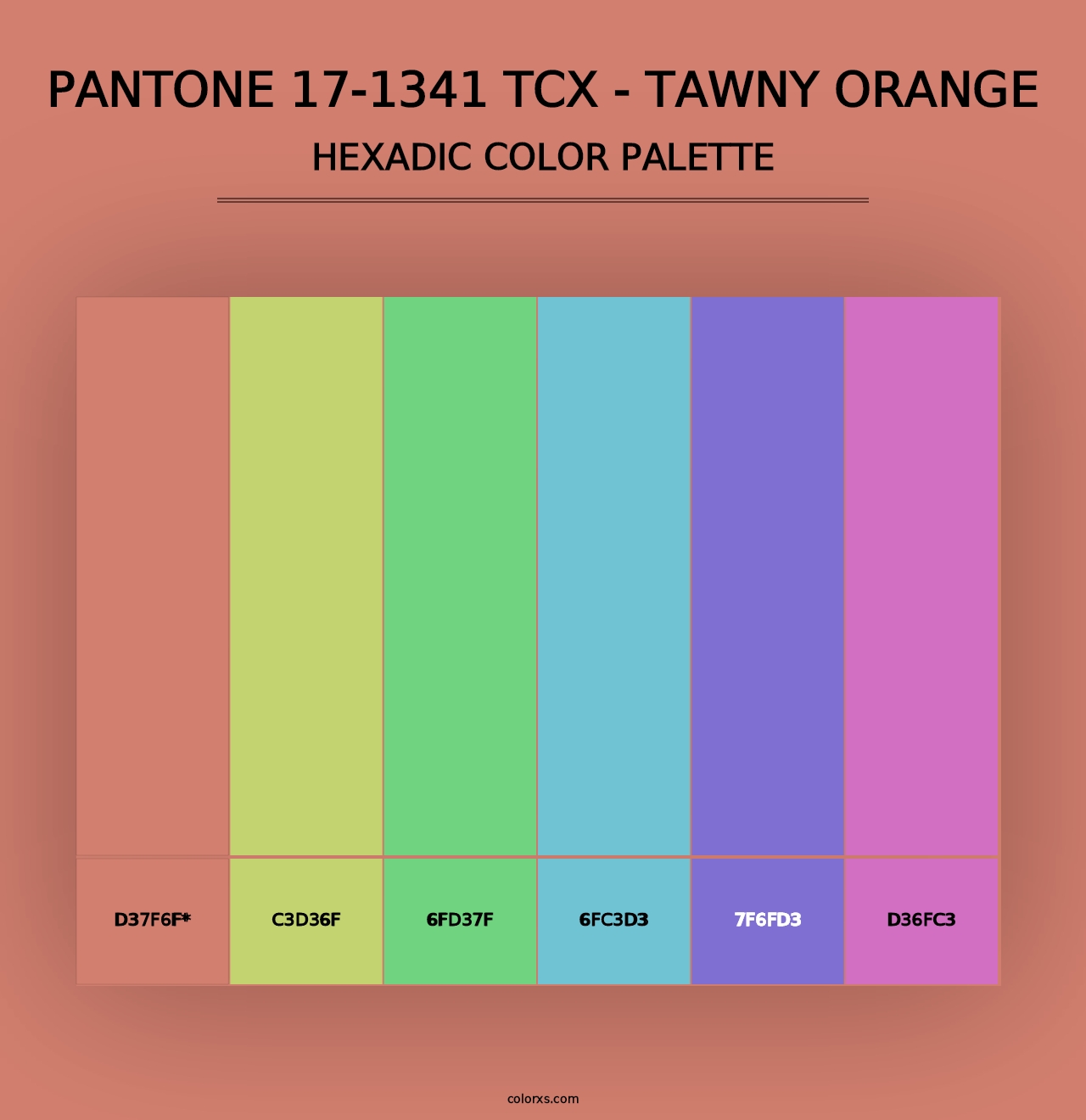 PANTONE 17-1341 TCX - Tawny Orange - Hexadic Color Palette