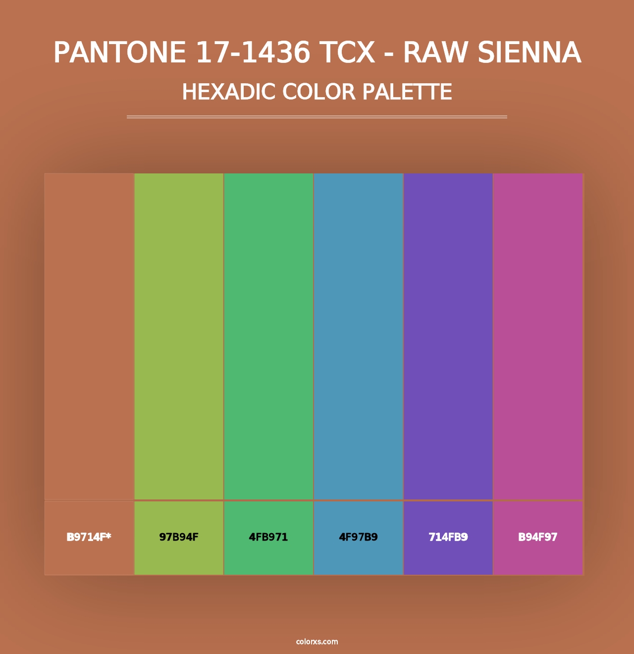 PANTONE 17-1436 TCX - Raw Sienna - Hexadic Color Palette