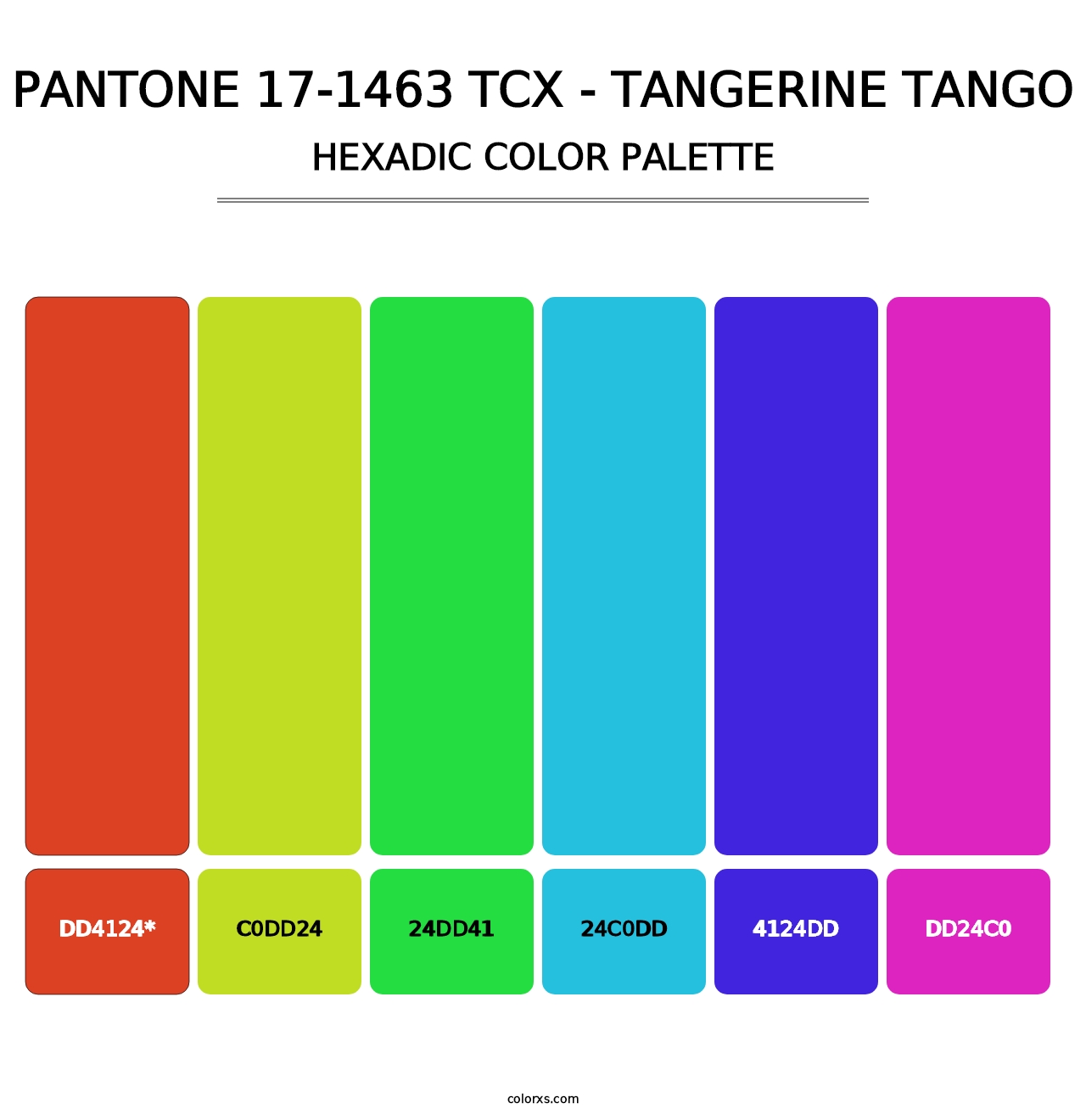 PANTONE 17-1463 TCX - Tangerine Tango - Hexadic Color Palette