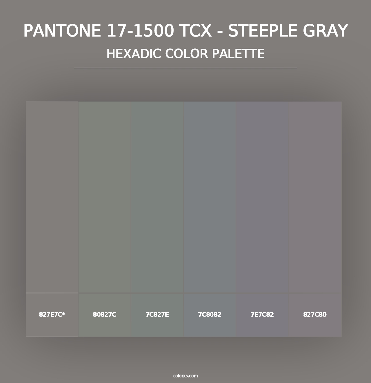 PANTONE 17-1500 TCX - Steeple Gray - Hexadic Color Palette