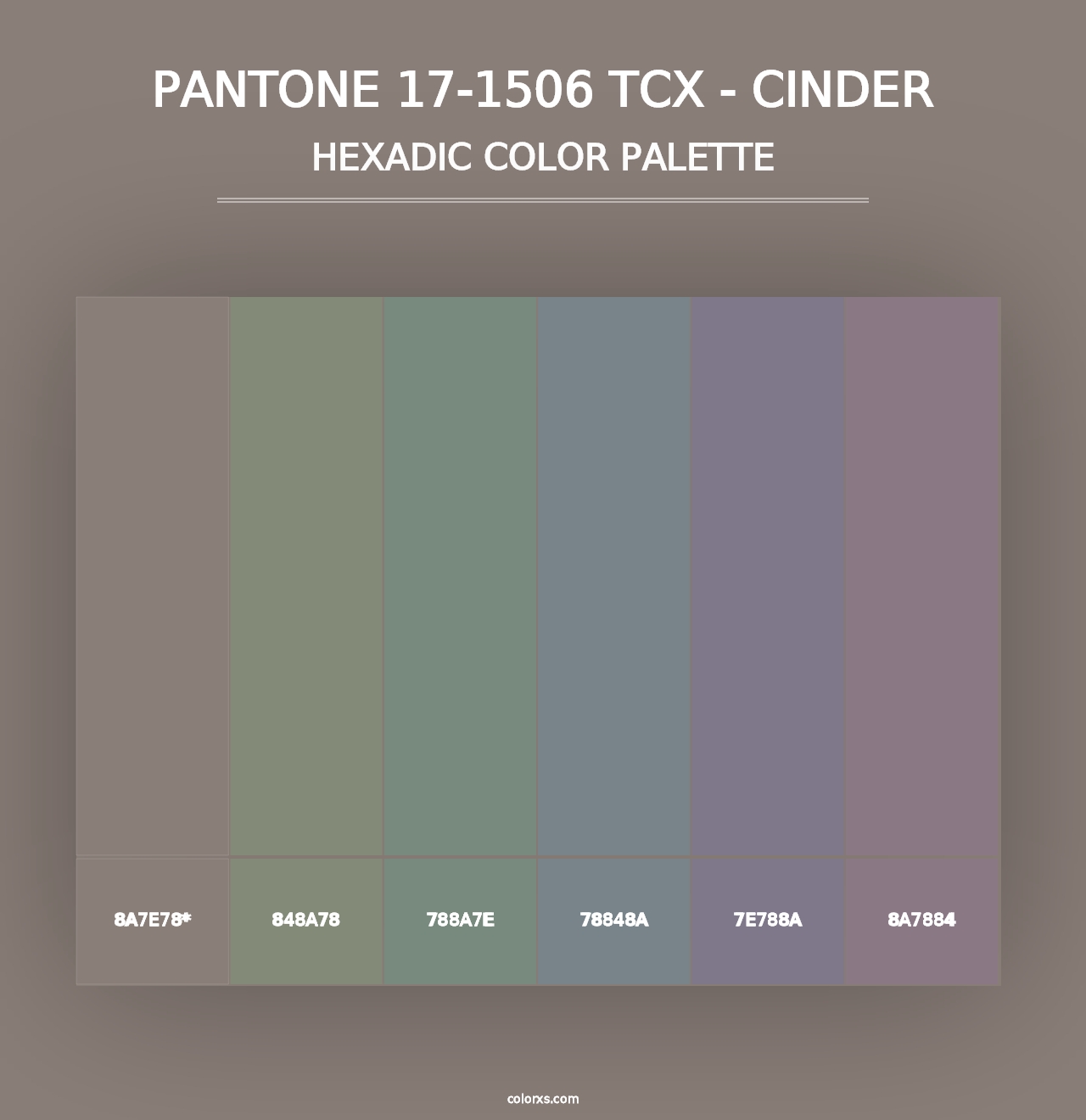 PANTONE 17-1506 TCX - Cinder - Hexadic Color Palette