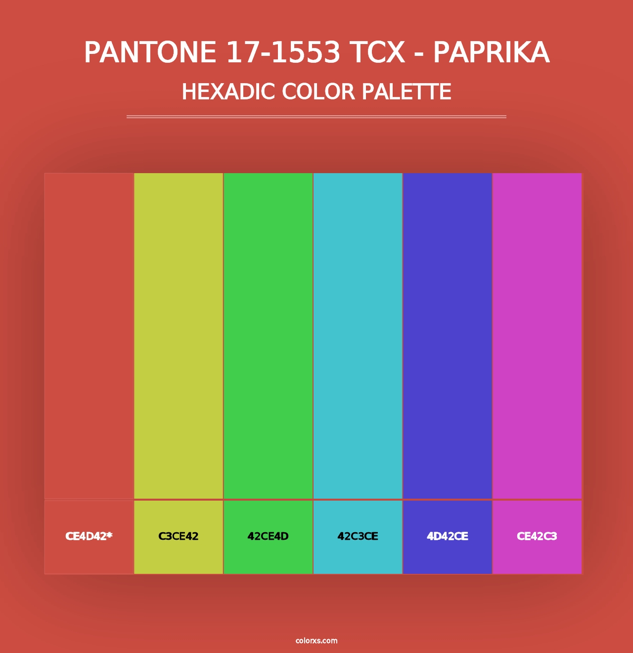 PANTONE 17-1553 TCX - Paprika - Hexadic Color Palette