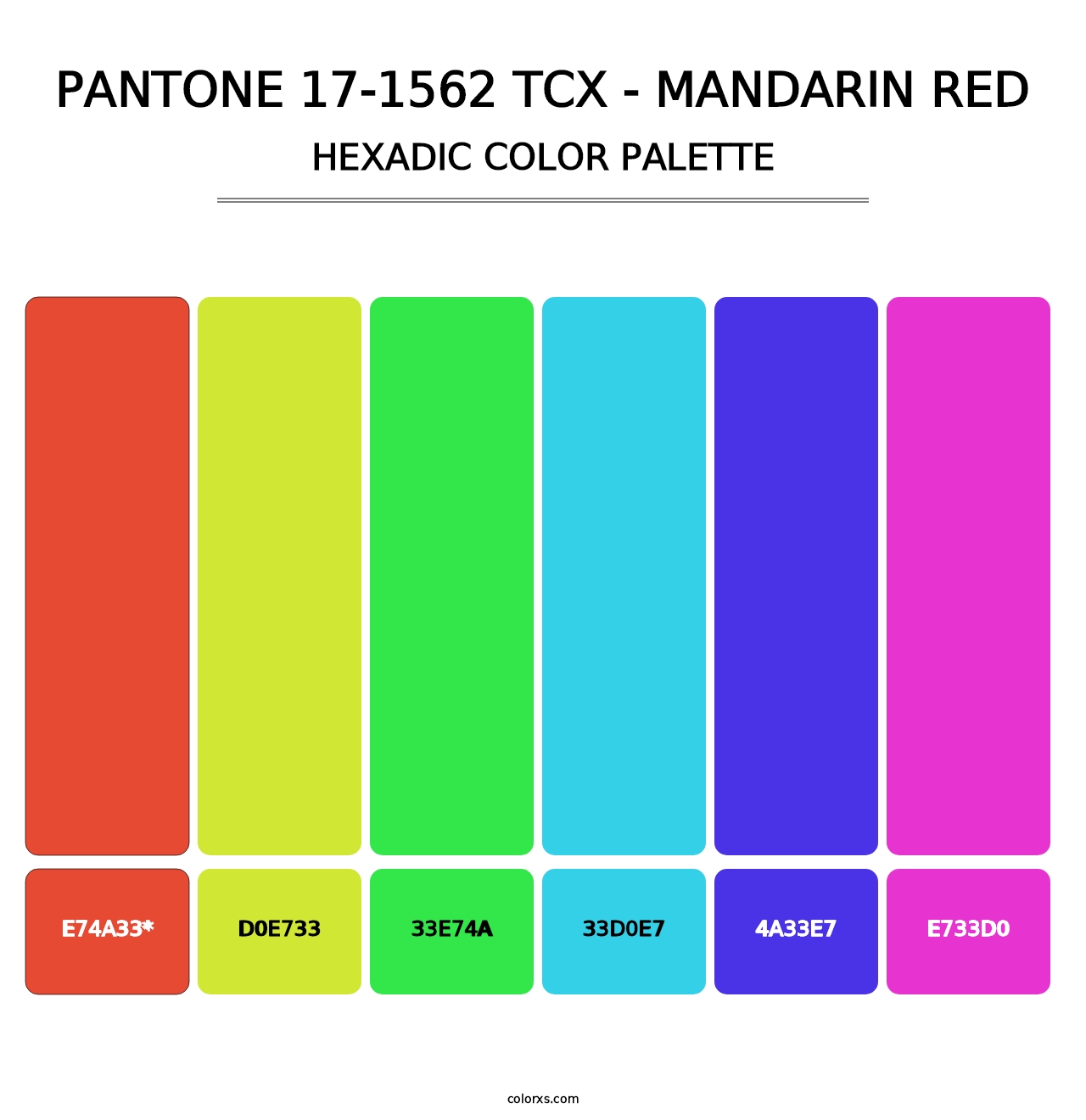 PANTONE 17-1562 TCX - Mandarin Red - Hexadic Color Palette