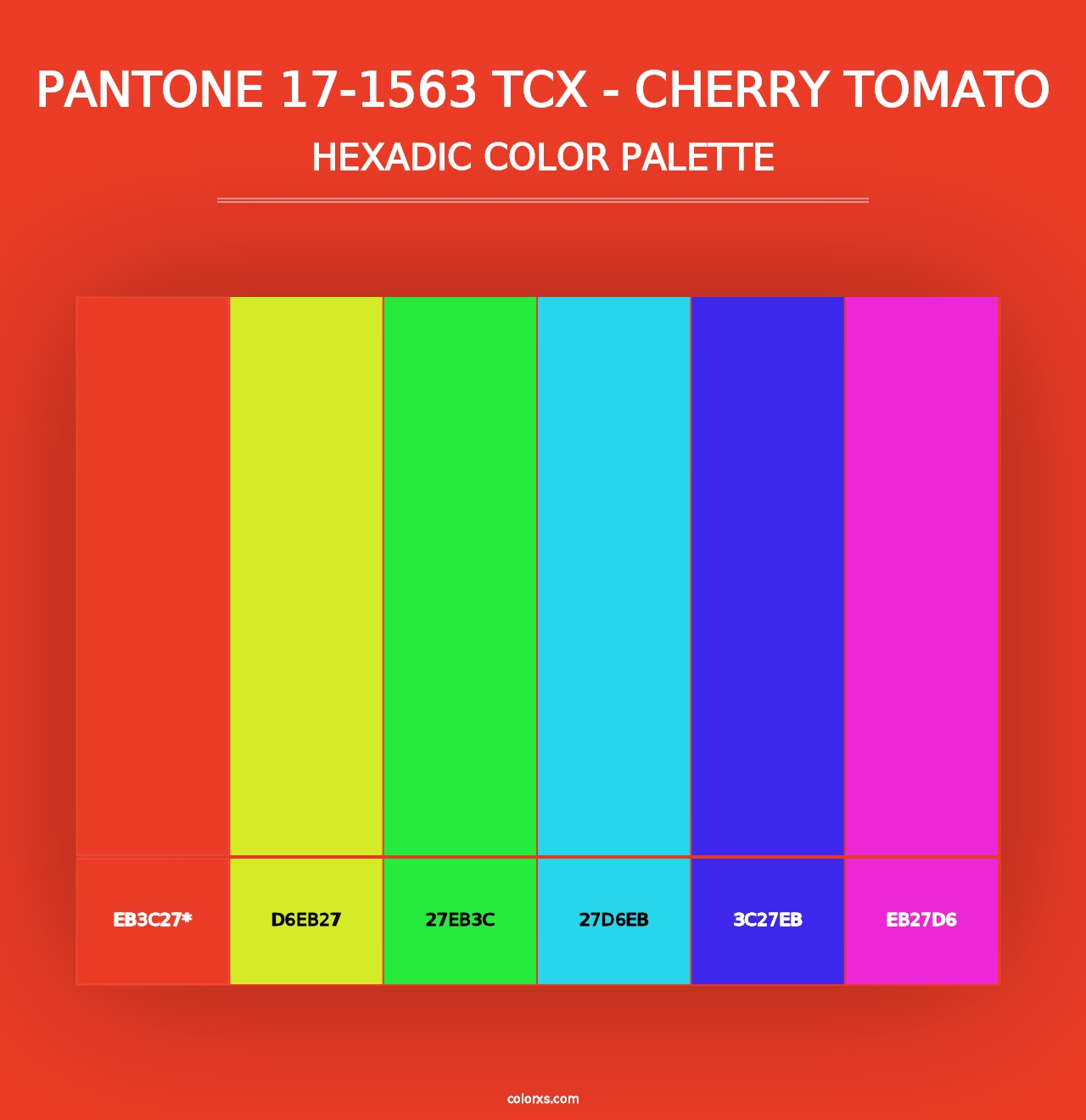 PANTONE 17-1563 TCX - Cherry Tomato - Hexadic Color Palette