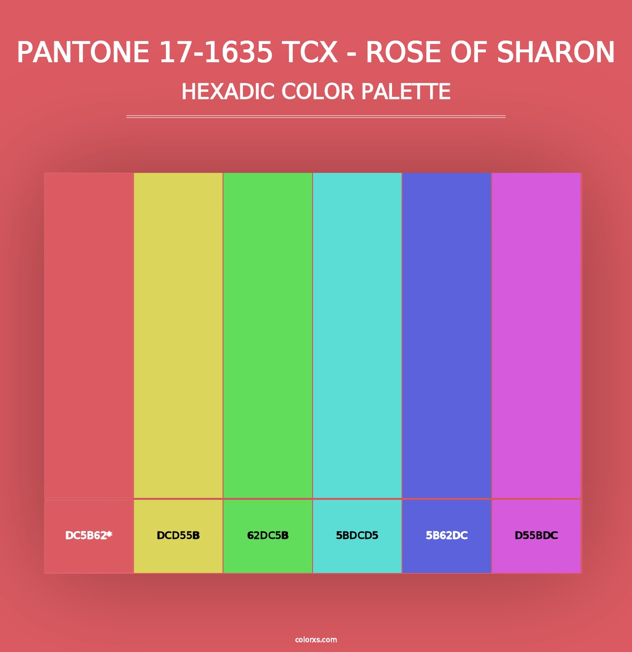 PANTONE 17-1635 TCX - Rose of Sharon - Hexadic Color Palette