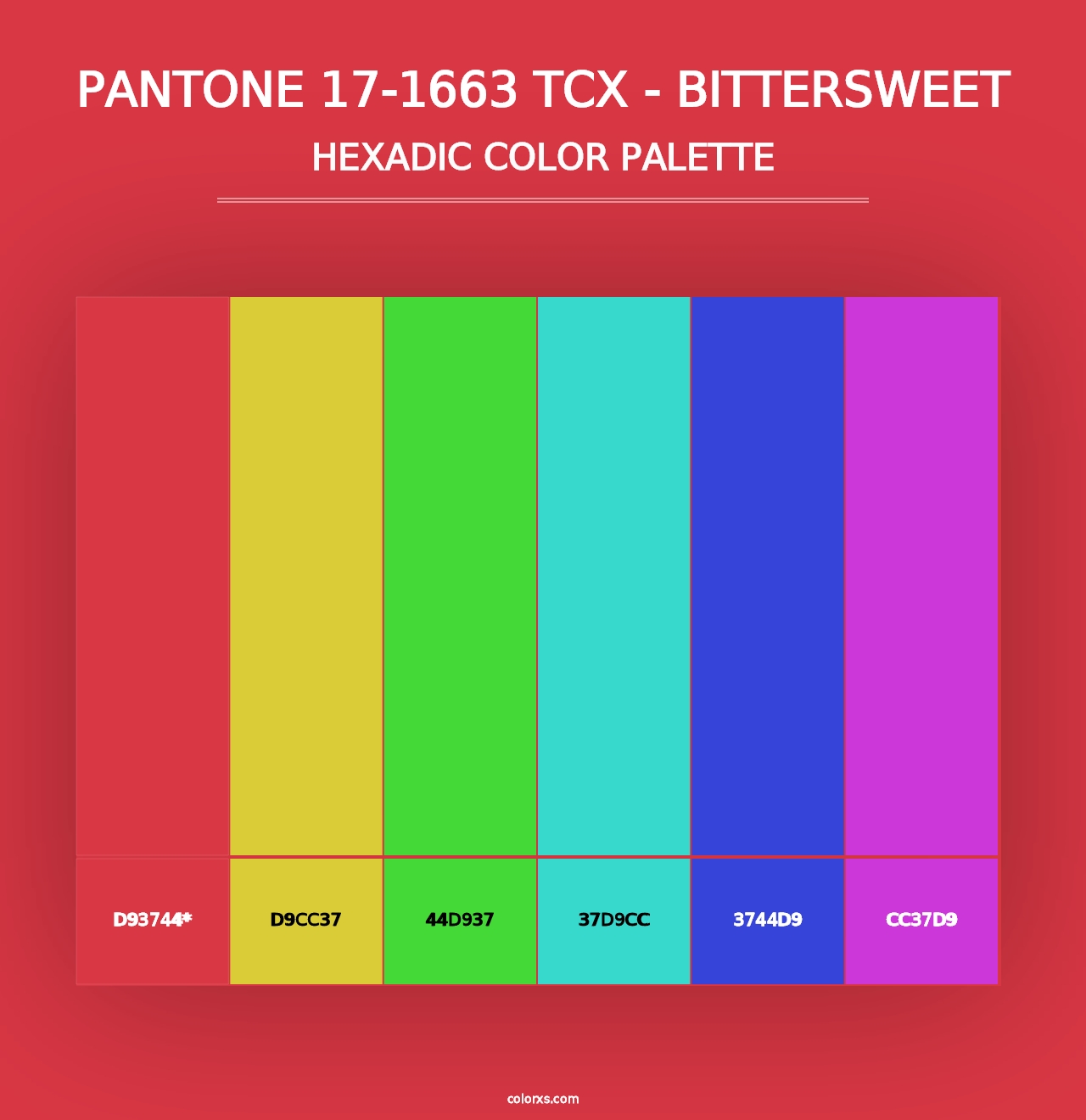 PANTONE 17-1663 TCX - Bittersweet - Hexadic Color Palette