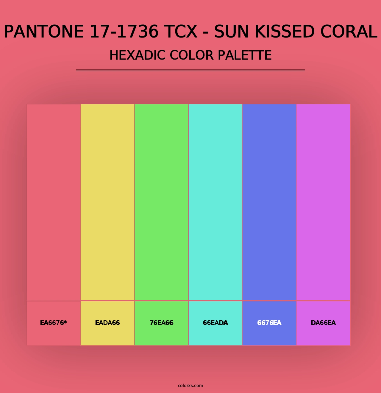 PANTONE 17-1736 TCX - Sun Kissed Coral - Hexadic Color Palette