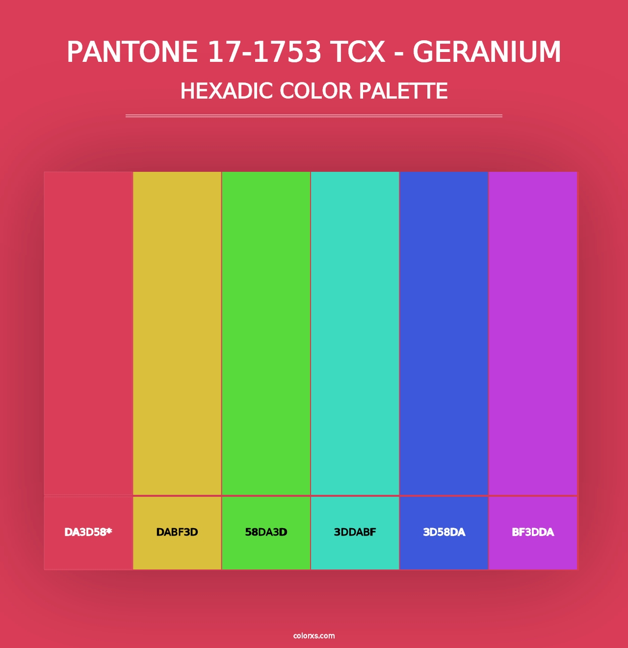 PANTONE 17-1753 TCX - Geranium - Hexadic Color Palette