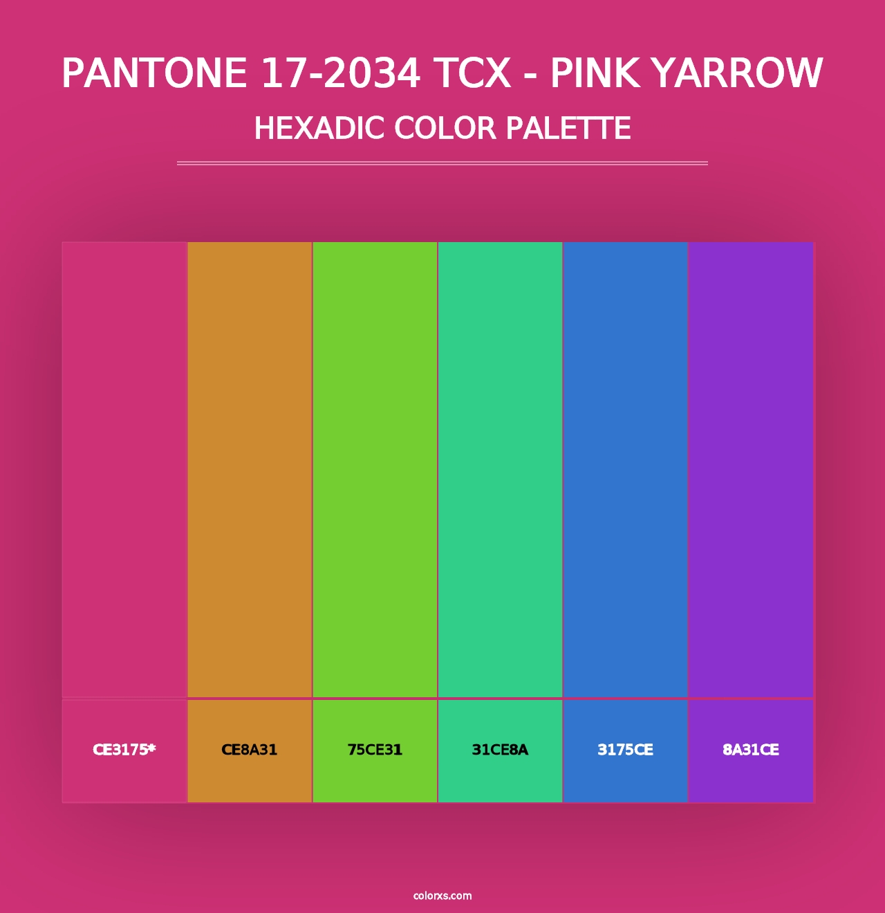 PANTONE 17-2034 TCX - Pink Yarrow - Hexadic Color Palette