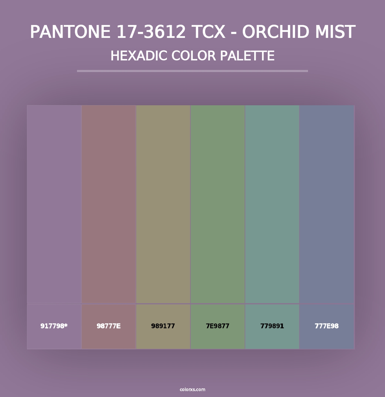 PANTONE 17-3612 TCX - Orchid Mist - Hexadic Color Palette