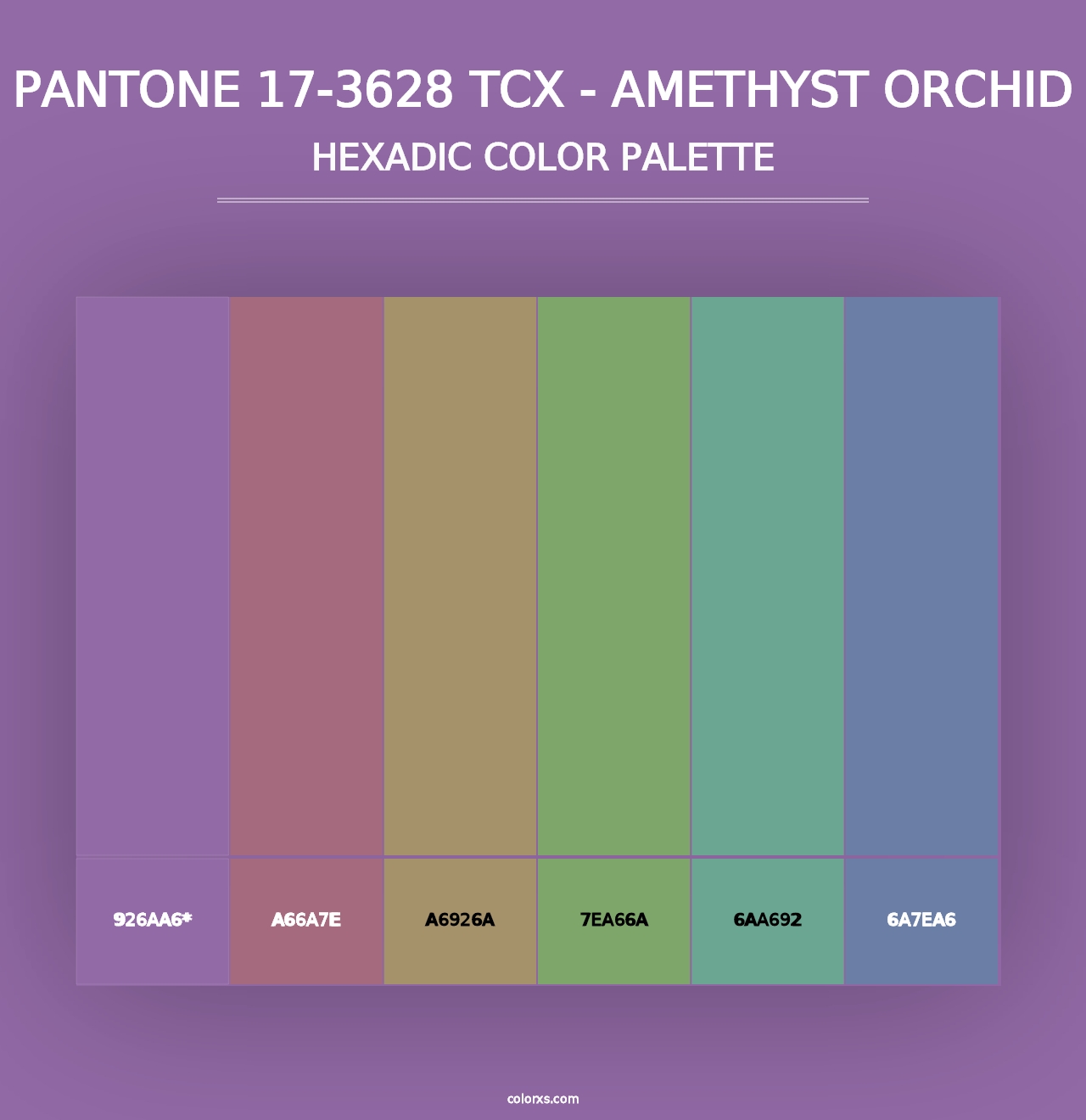 PANTONE 17-3628 TCX - Amethyst Orchid - Hexadic Color Palette