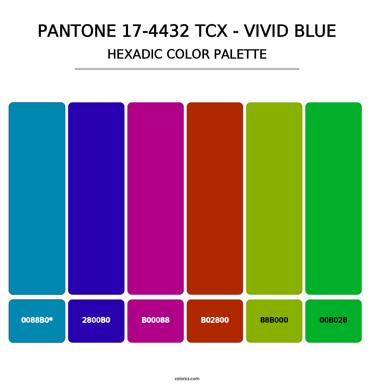 PANTONE 17-4432 TCX - Vivid Blue - Hexadic Color Palette