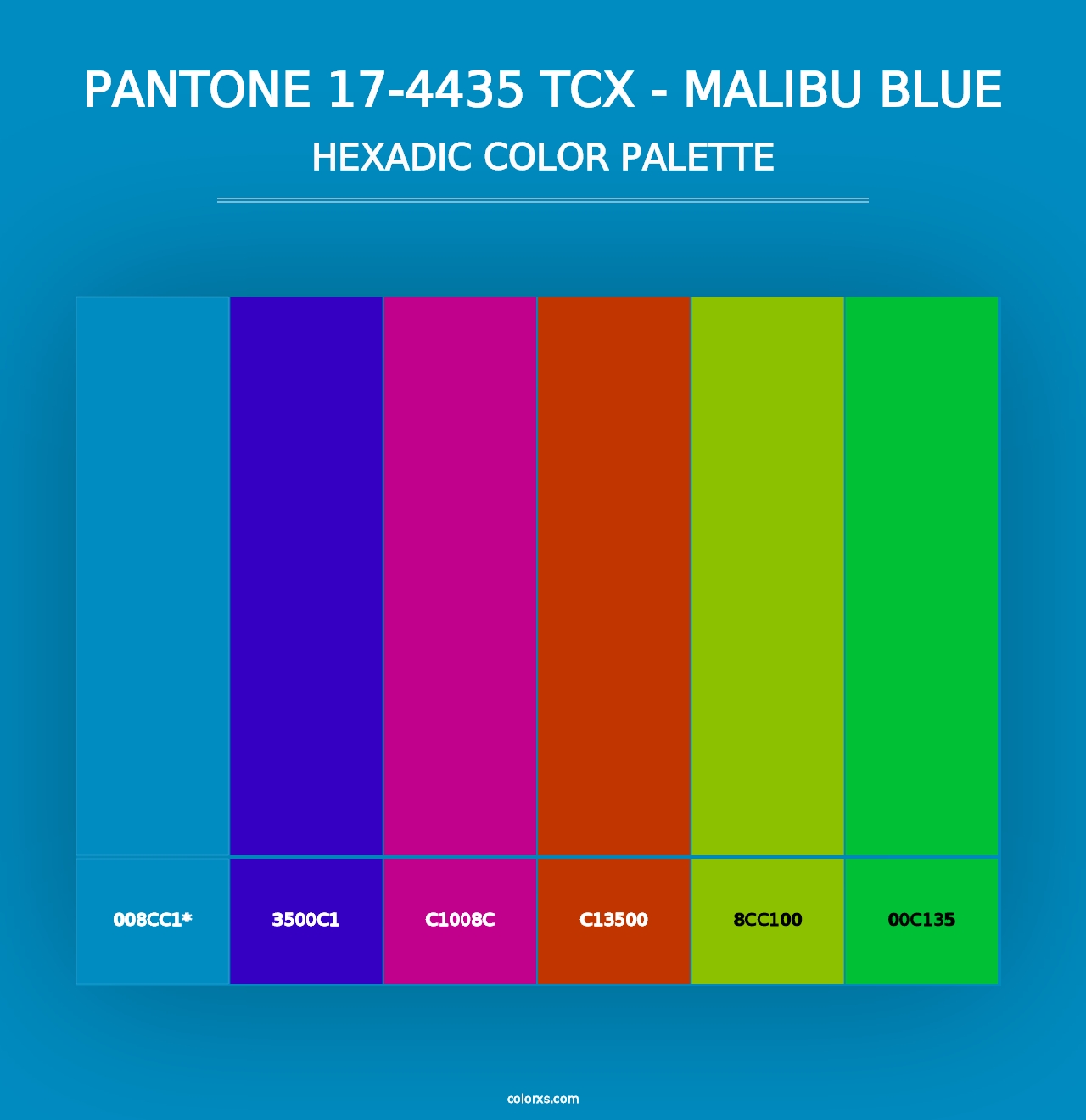 PANTONE 17-4435 TCX - Malibu Blue - Hexadic Color Palette