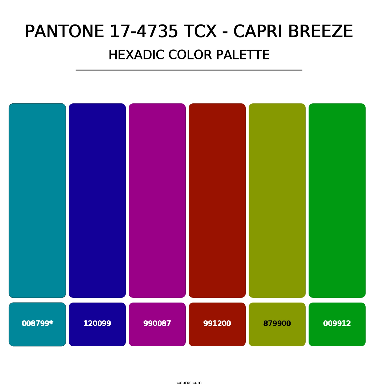 PANTONE 17-4735 TCX - Capri Breeze - Hexadic Color Palette