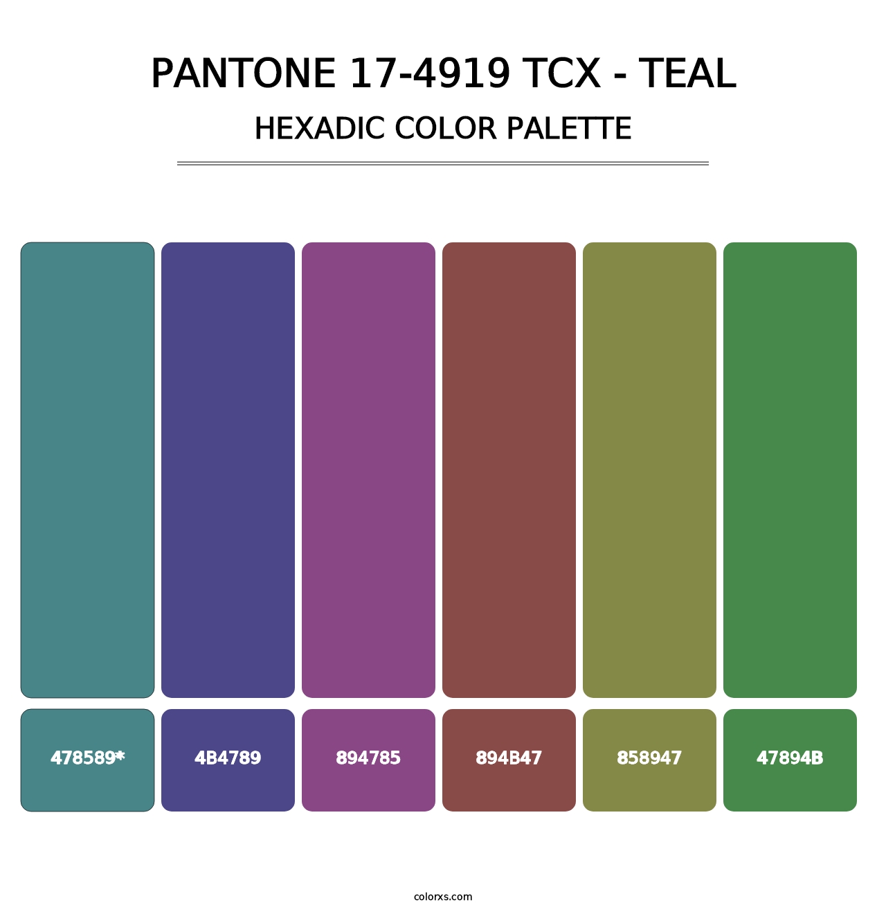 PANTONE 17-4919 TCX - Teal - Hexadic Color Palette