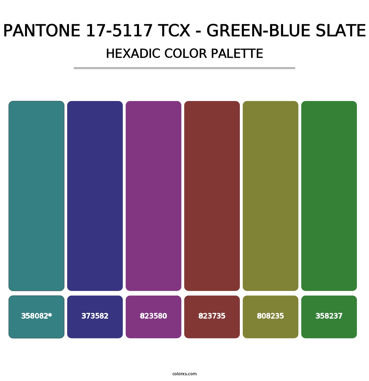PANTONE 17-5117 TCX - Green-Blue Slate - Hexadic Color Palette