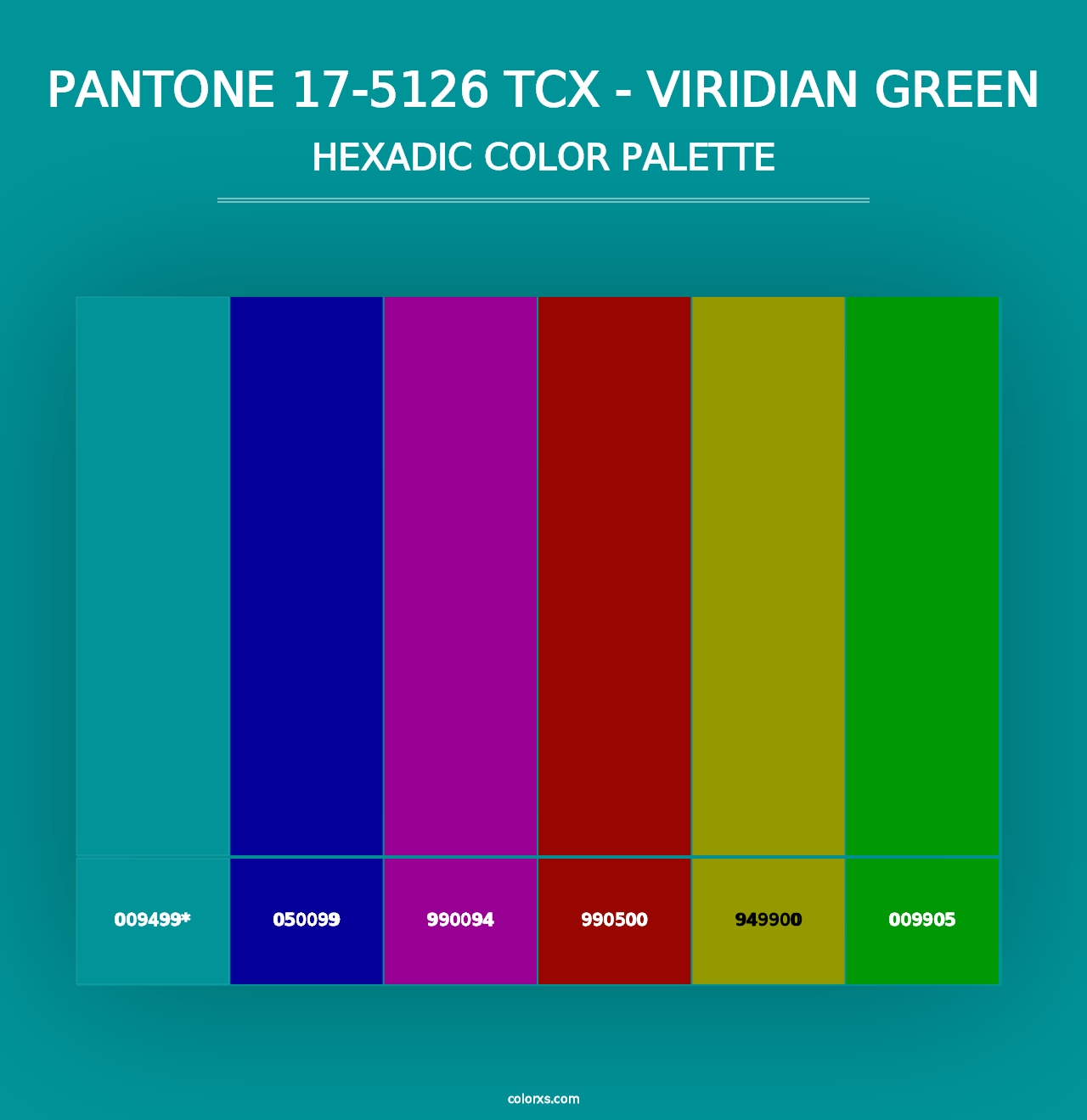 PANTONE 17-5126 TCX - Viridian Green - Hexadic Color Palette