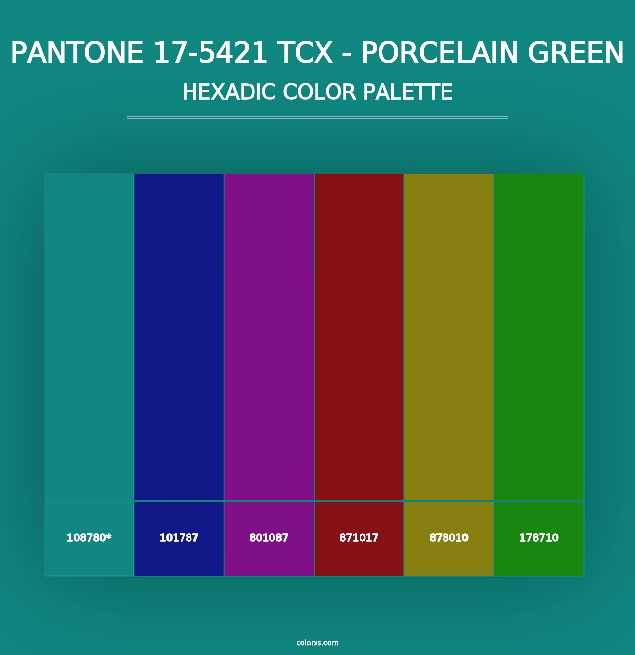 PANTONE 17-5421 TCX - Porcelain Green - Hexadic Color Palette