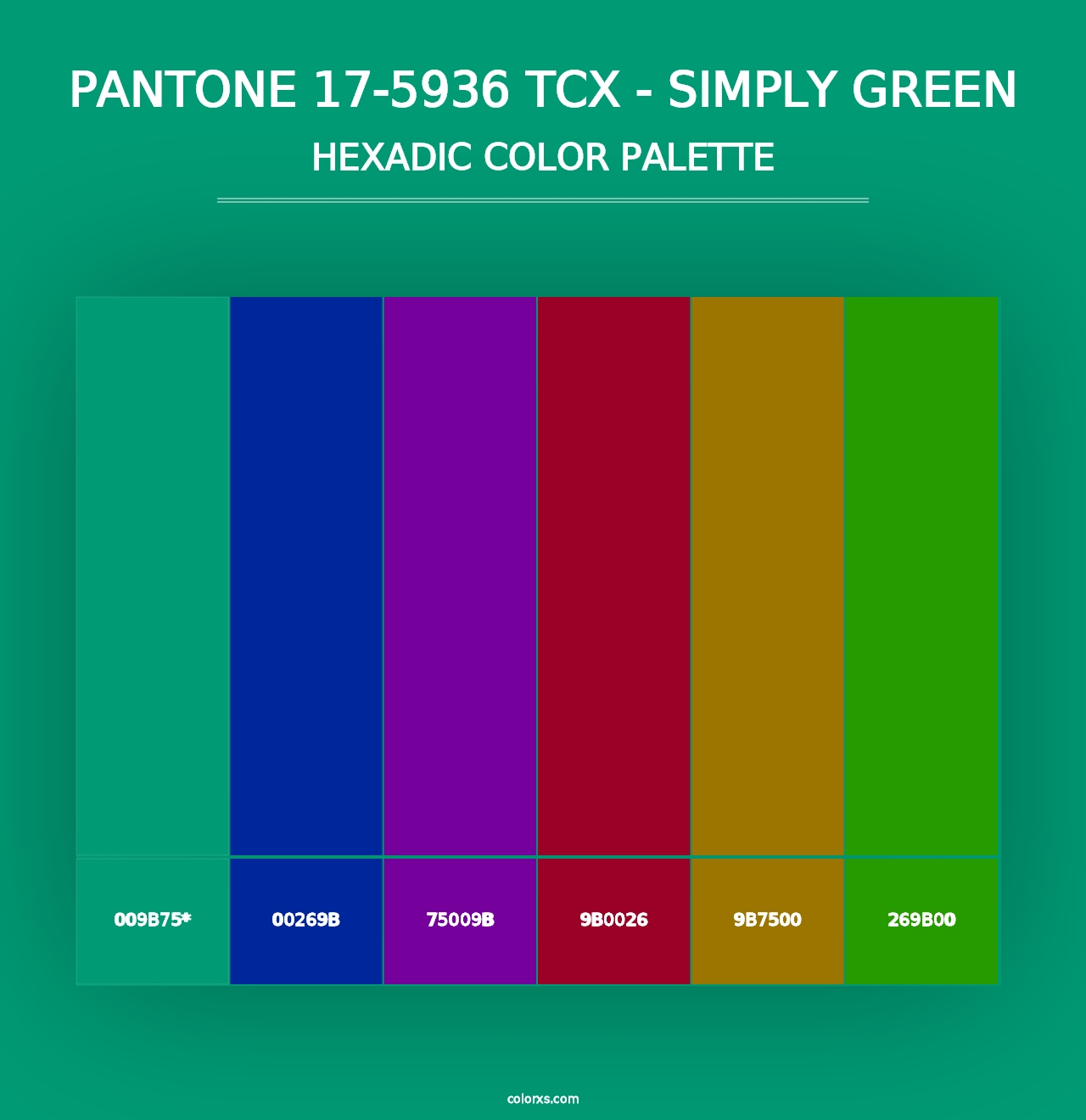 PANTONE 17-5936 TCX - Simply Green - Hexadic Color Palette