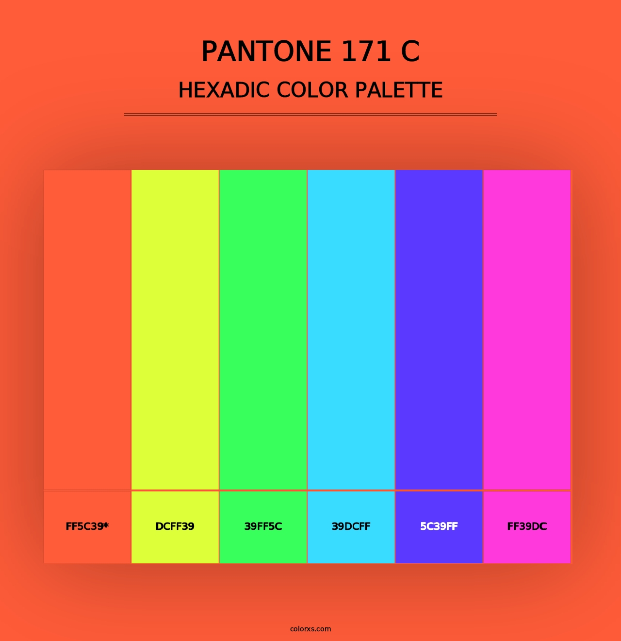 PANTONE 171 C - Hexadic Color Palette