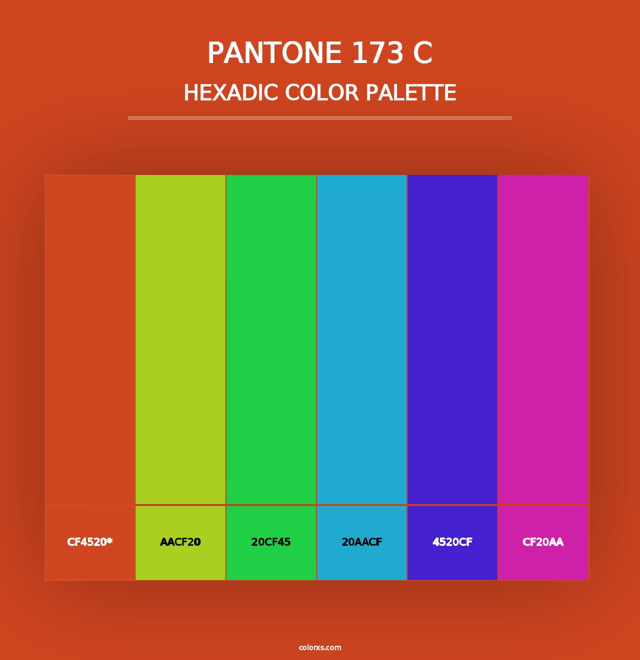 PANTONE 173 C - Hexadic Color Palette