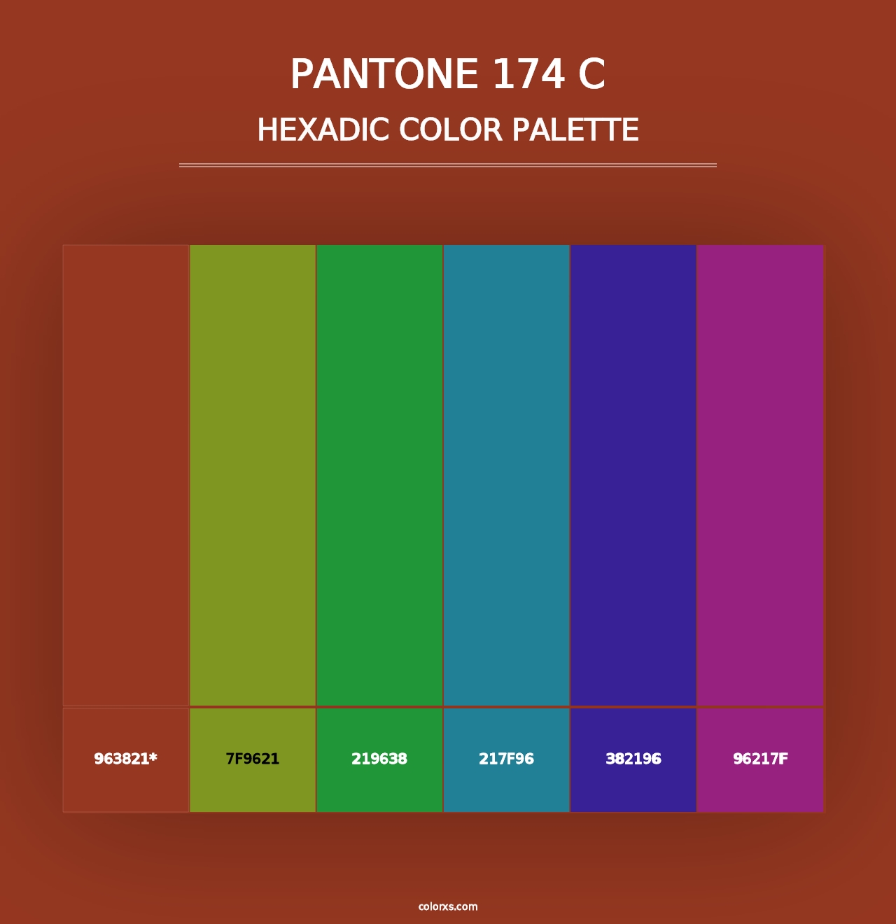 PANTONE 174 C - Hexadic Color Palette