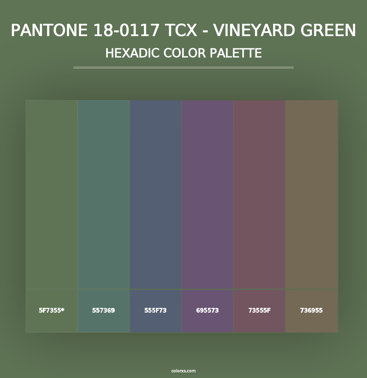 PANTONE 18-0117 TCX - Vineyard Green - Hexadic Color Palette